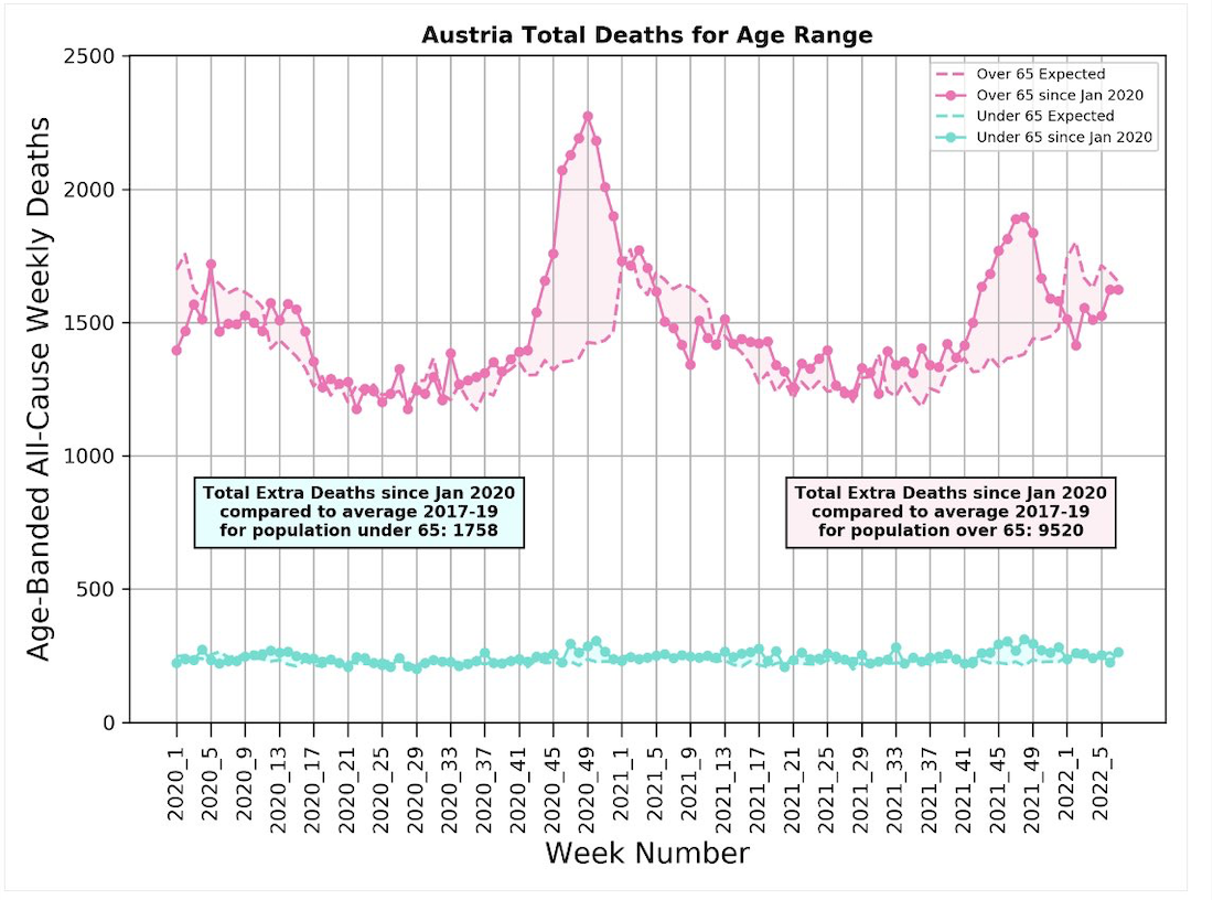 Austria Covid excess deaths 2022 by age Michael Levitt